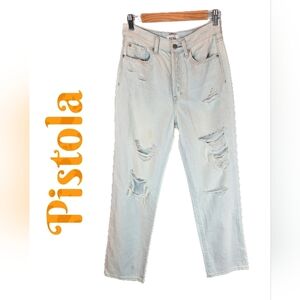 Pistola Cassie Super High Rise Straight Leg Jeans Sz 26x29.5 Super Distressed